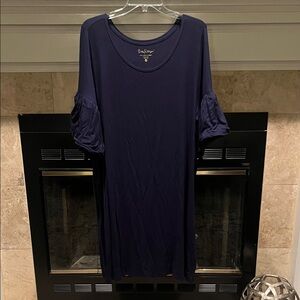 Lilly Pulitzer Deep Blue Midi Dress with Ruffled Sleeves